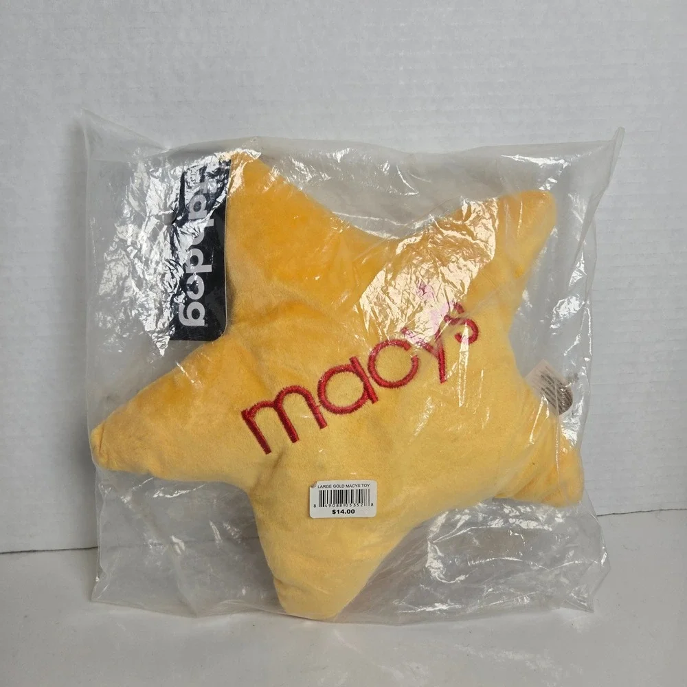 Vintage Fab Dog Macy's Yellow Star Dog Toy Plush Squeaky Toy New In Package